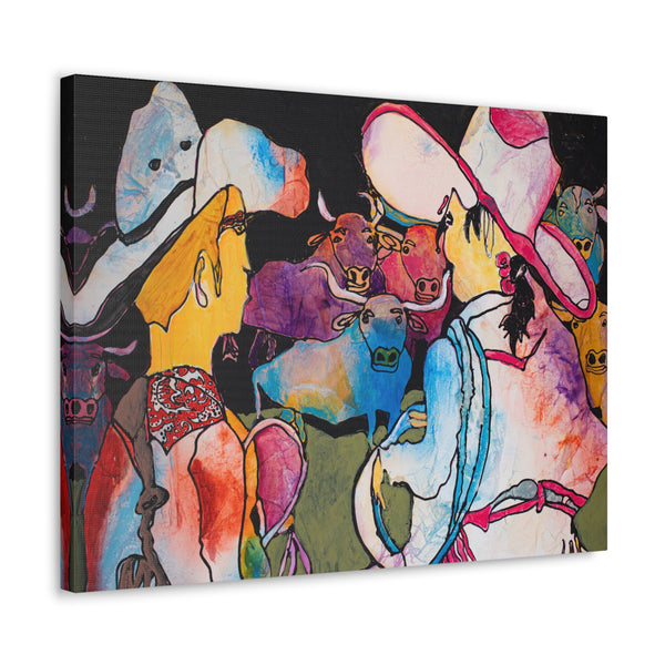 Print, Abstract Art, Folk Art, Painting, Canvas Print, Art Print, Canvas Gallery Wraps, "Roundup"