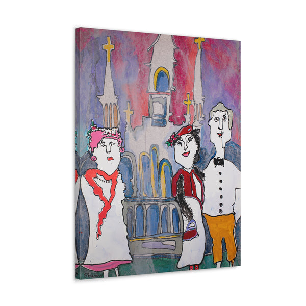 Print, Abstract Art, Folk Art, Painting, Canvas Print, Art Print, Canvas Gallery Wraps, "Sunday Morning Visitors"