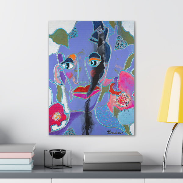 Print, Abstract Art, Folk Art, Painting, Canvas Print, Art Print, Canvas Gallery Wraps, "Once In A Blue Moon"