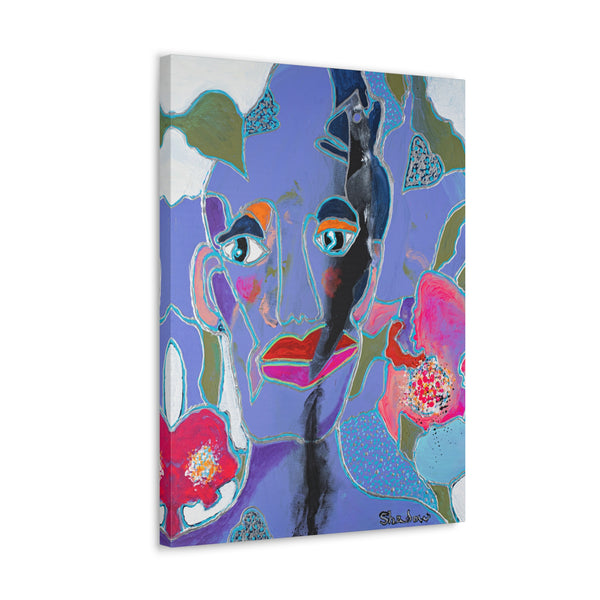 Print, Abstract Art, Folk Art, Painting, Canvas Print, Art Print, Canvas Gallery Wraps, "Once In A Blue Moon"