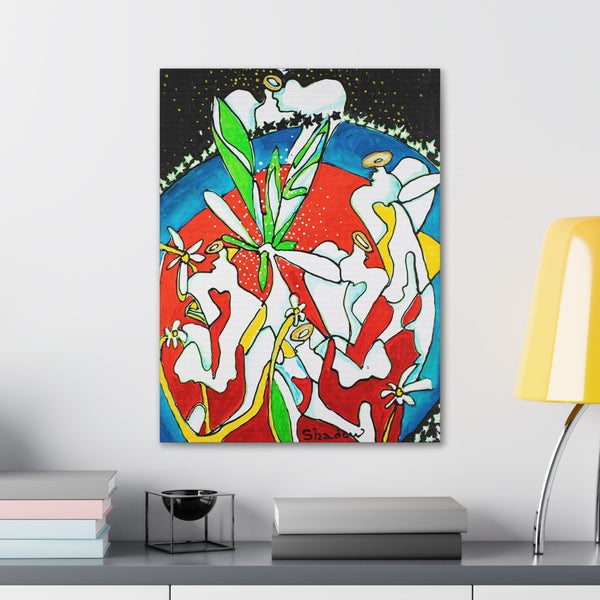 Print, Abstract Art, Folk Art, Painting, Canvas Print, Art Print, Canvas Gallery Wraps, "Earth Angels"