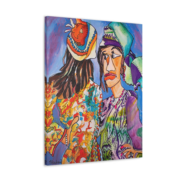 Print, Abstract Art, Folk Art, Painting, Canvas Print, Art Print, Canvas Gallery Wraps, "Arduous Conversation"