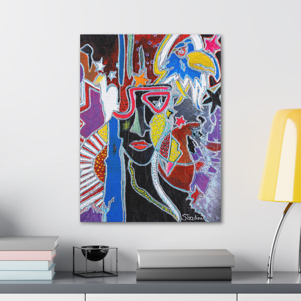 Print, Abstract Art, Folk Art, Painting, Canvas Print, Art Print, Canvas Gallery Wraps, "Where in the World?"
