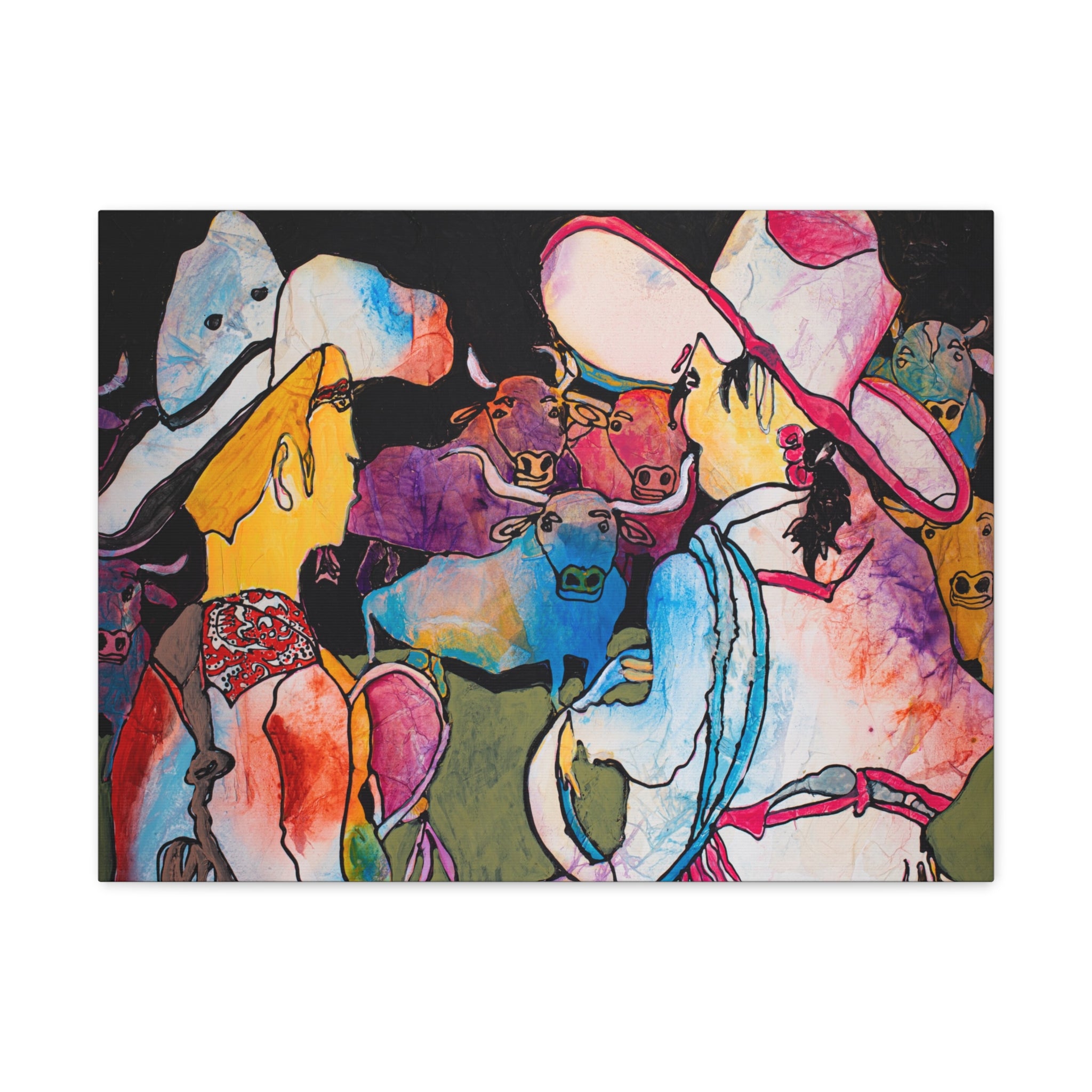 Print, Abstract Art, Folk Art, Painting, Canvas Print, Art Print, Canvas Gallery Wraps, "Roundup"