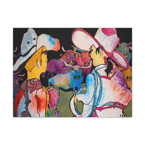 Print, Abstract Art, Folk Art, Painting, Canvas Print, Art Print, Canvas Gallery Wraps, "Roundup"