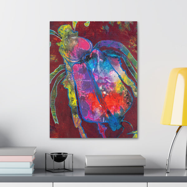 Print, Abstract Art, Folk Art, Painting, Canvas Print, Art Print, Canvas Gallery Wraps, "Dung Beetle"