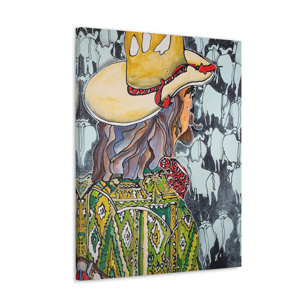 Print, Abstract Art, Folk Art, Painting, Canvas Print, Art Print, Canvas Gallery Wraps, "Cattle Drive"