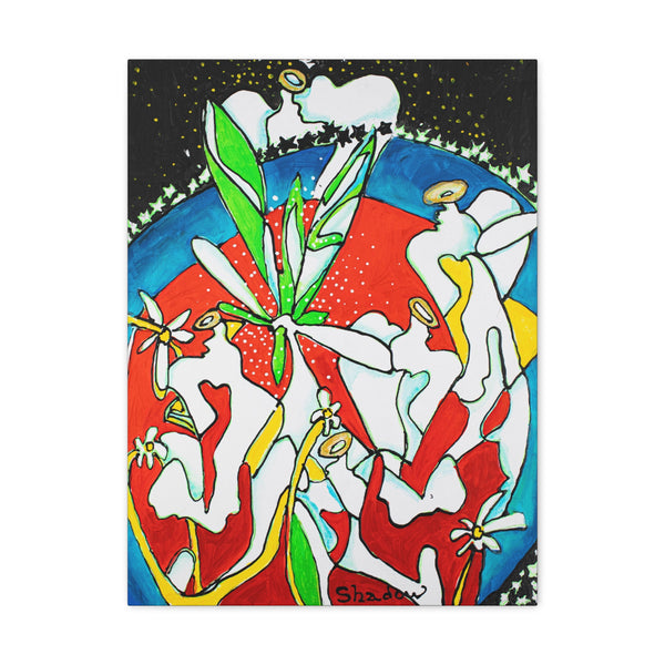 Print, Abstract Art, Folk Art, Painting, Canvas Print, Art Print, Canvas Gallery Wraps, "Earth Angels"