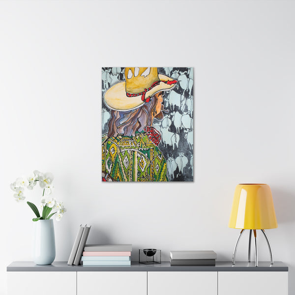 Print, Abstract Art, Folk Art, Painting, Canvas Print, Art Print, Canvas Gallery Wraps, "Cattle Drive"