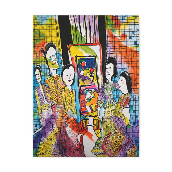 Print, Abstract Art, Folk Art, Painting, Canvas Print, Art Print, Canvas Gallery Wraps, "Shadow Puppets"