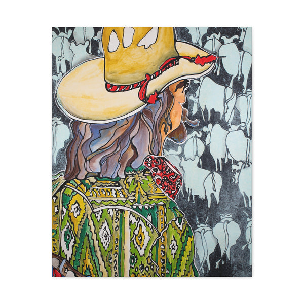 Print, Abstract Art, Folk Art, Painting, Canvas Print, Art Print, Canvas Gallery Wraps, "Cattle Drive"