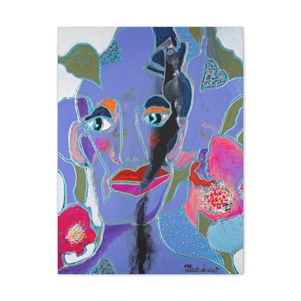 Print, Abstract Art, Folk Art, Painting, Canvas Print, Art Print, Canvas Gallery Wraps, "Once In A Blue Moon"