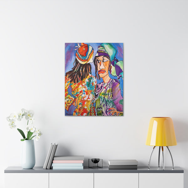 Print, Abstract Art, Folk Art, Painting, Canvas Print, Art Print, Canvas Gallery Wraps, "Arduous Conversation"