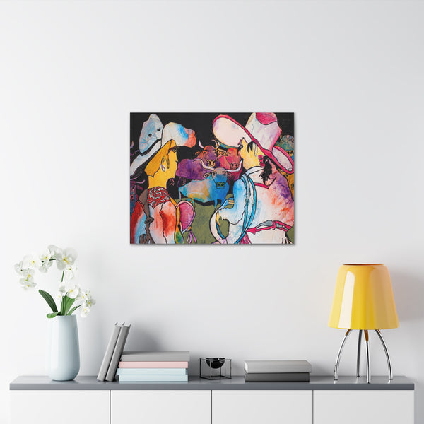 Print, Abstract Art, Folk Art, Painting, Canvas Print, Art Print, Canvas Gallery Wraps, "Roundup"