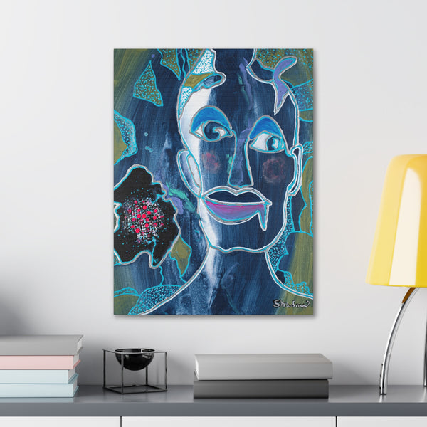 Print, Abstract Art, Folk Art, Painting, Canvas Print, Art Print, Canvas Gallery Wraps, "Blue Bayou"
