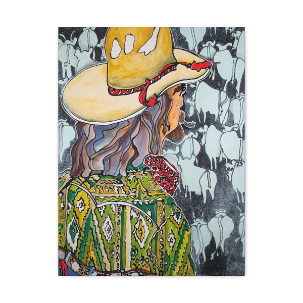 Print, Abstract Art, Folk Art, Painting, Canvas Print, Art Print, Canvas Gallery Wraps, "Cattle Drive"