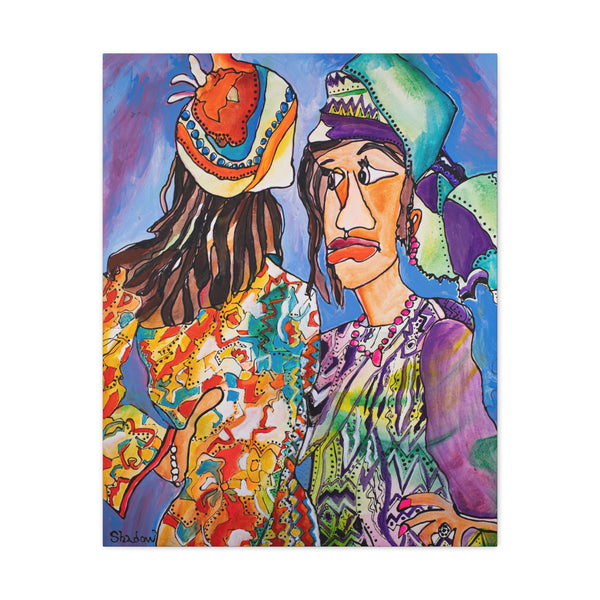 Print, Abstract Art, Folk Art, Painting, Canvas Print, Art Print, Canvas Gallery Wraps, "Arduous Conversation"