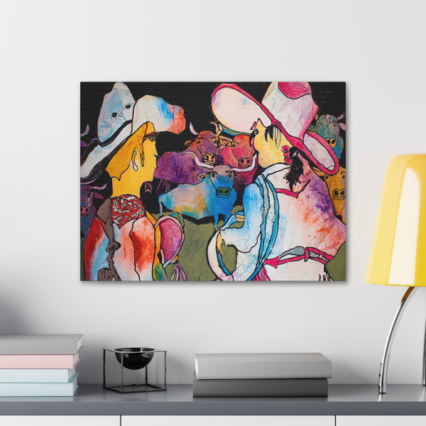 Print, Abstract Art, Folk Art, Painting, Canvas Print, Art Print, Canvas Gallery Wraps, "Roundup"