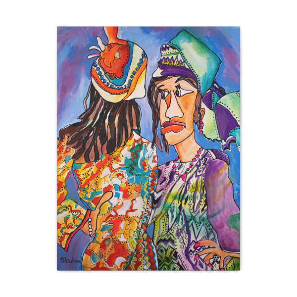 Print, Abstract Art, Folk Art, Painting, Canvas Print, Art Print, Canvas Gallery Wraps, "Arduous Conversation"