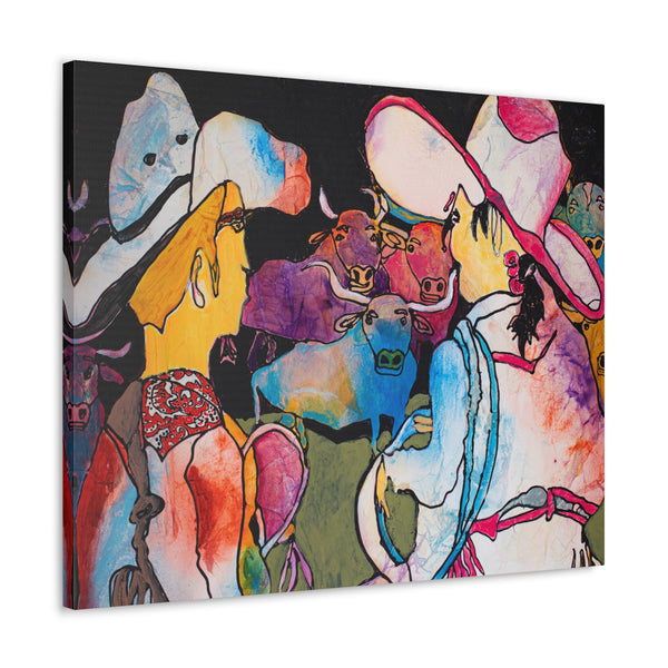 Print, Abstract Art, Folk Art, Painting, Canvas Print, Art Print, Canvas Gallery Wraps, "Roundup"