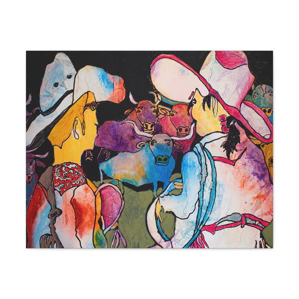 Print, Abstract Art, Folk Art, Painting, Canvas Print, Art Print, Canvas Gallery Wraps, "Roundup"