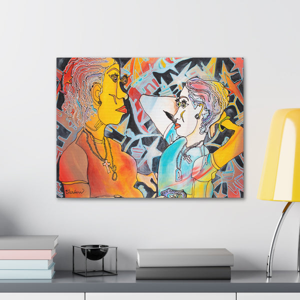 Print, Abstract Art, Folk Art, Painting, Canvas Print, Art Print, Canvas Gallery Wraps, "The Wise Coach"
