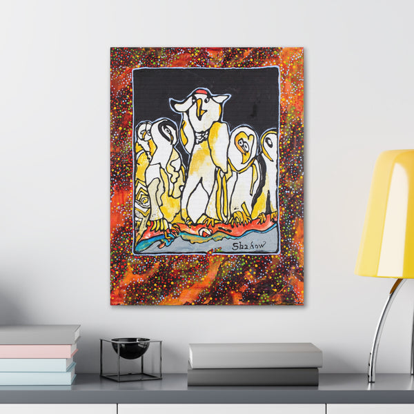 Print, Abstract Art, Folk Art, Painting, Canvas Print, Art Print, Canvas Gallery Wraps, "The Party was a Hoot"