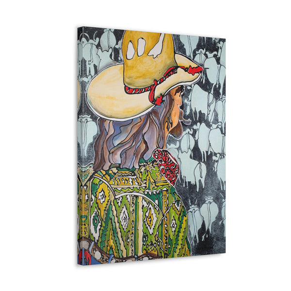 Print, Abstract Art, Folk Art, Painting, Canvas Print, Art Print, Canvas Gallery Wraps, "Cattle Drive"