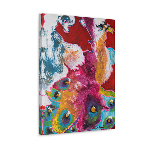 Print, Abstract Art, Folk Art, Painting, Canvas Print, Art Print, Canvas Gallery Wraps, "Peacock Pair"