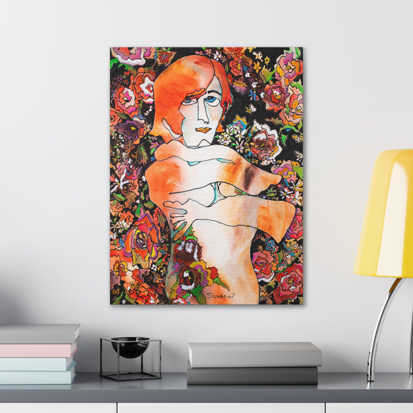 Print, Abstract Art, Folk Art, Painting, Canvas Print, Art Print, Canvas Gallery Wraps, "Self Hug"