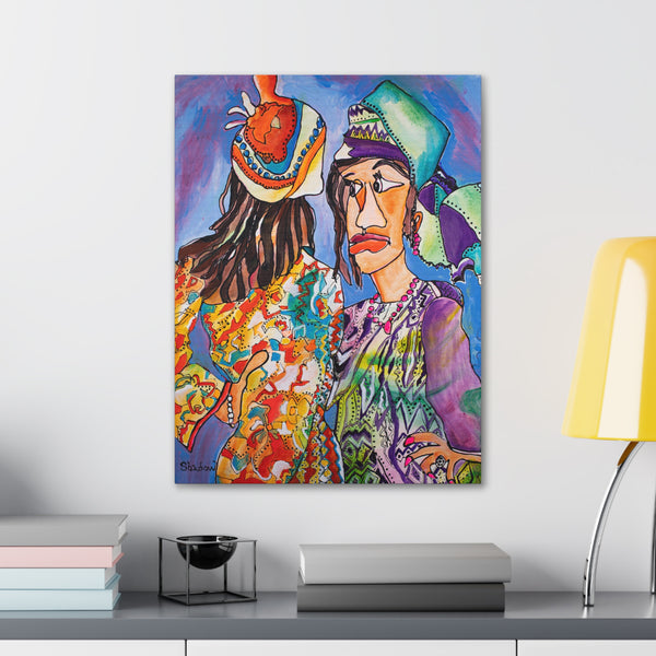 Print, Abstract Art, Folk Art, Painting, Canvas Print, Art Print, Canvas Gallery Wraps, "Arduous Conversation"