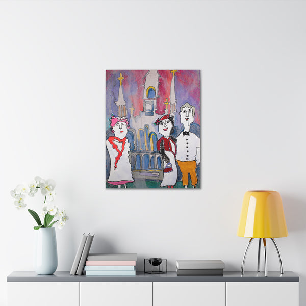Print, Abstract Art, Folk Art, Painting, Canvas Print, Art Print, Canvas Gallery Wraps, "Sunday Morning Visitors"