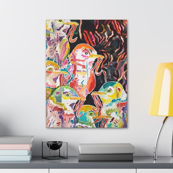 Print, Abstract Art, Folk Art, Painting, Canvas Print, Art Print, Canvas Gallery Wraps, "Early Birds"