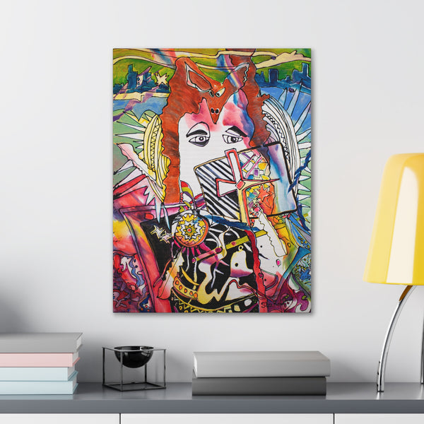 Print, Abstract Art, Folk Art, Painting, Canvas Print, Art Print, Canvas Gallery Wraps, "Fable or Fame"