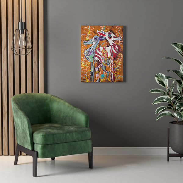 Print, Abstract Art, Folk Art, Painting, Canvas Print, Art Print, Canvas Gallery Wraps, "Gazing Gazelles"