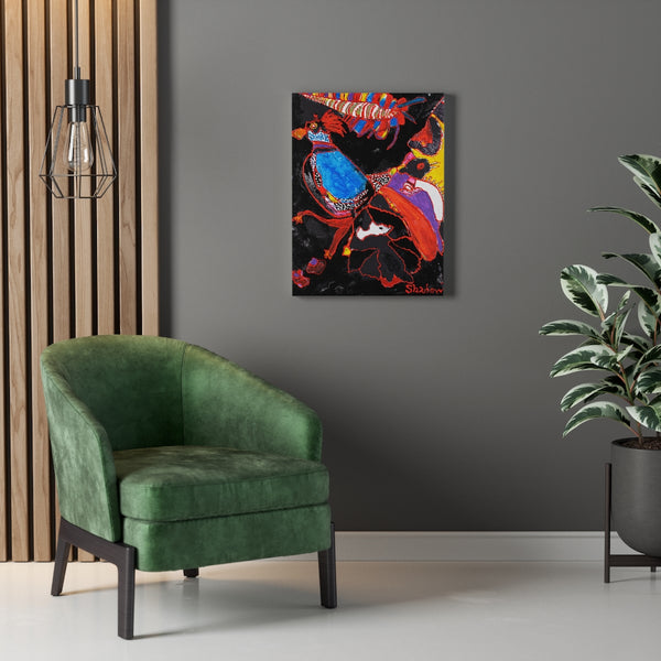 Print, Abstract Art, Folk Art, Painting, Canvas Print, Art Print, Canvas Gallery Wraps, "Plumage"