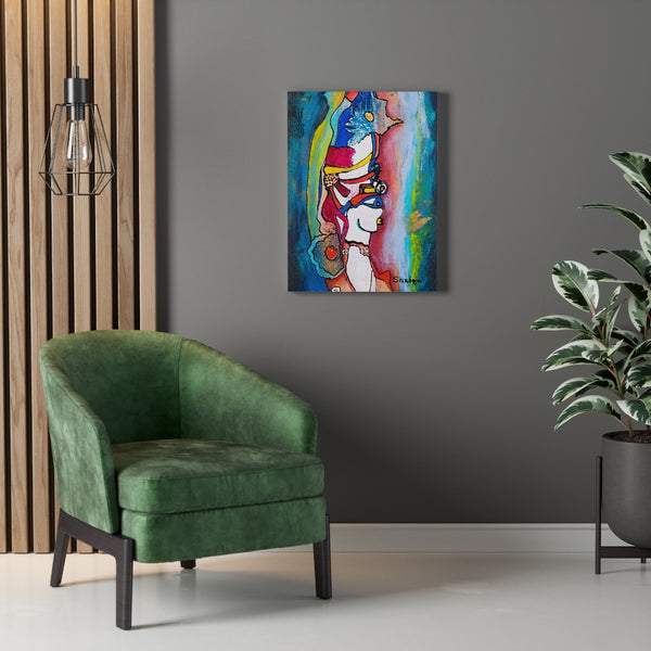 Print, Abstract Art, Folk Art, Painting, Canvas Print, Art Print, Canvas Gallery Wraps, "Mayan Man"
