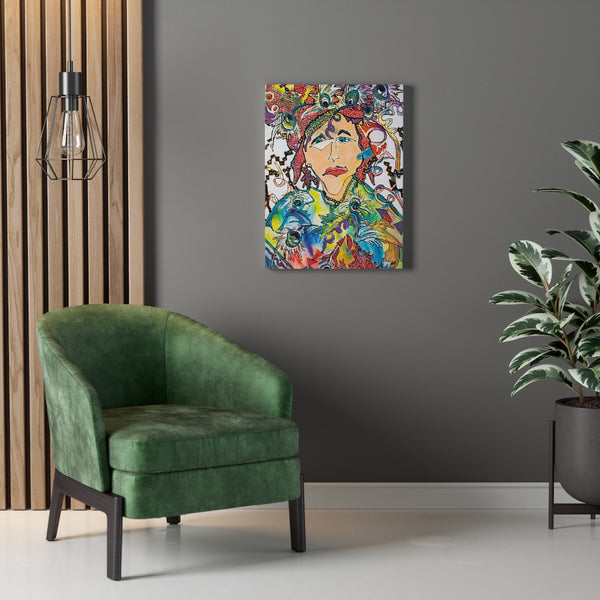 Print, Abstract Art, Folk Art, Painting, Canvas Print, Art Print, Canvas Gallery Wraps, "Peacock Pride"