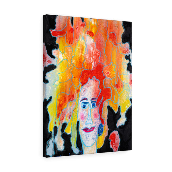 Woman, Red Hair, Canvas Gallery Wrap, Abstract Art, Folk Art