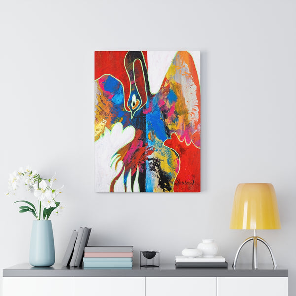 Print, Abstract Art, Folk Art, Painting, Canvas Print, Art Print, Canvas Gallery Wraps, "Ruffled Feathers"