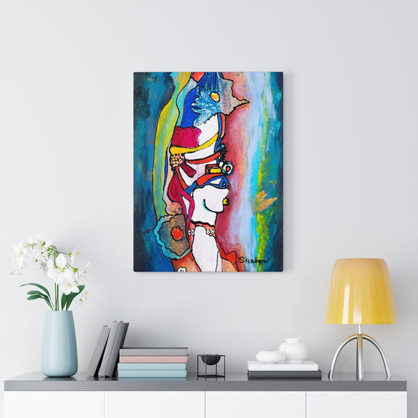 Print, Abstract Art, Folk Art, Painting, Canvas Print, Art Print, Canvas Gallery Wraps, "Mayan Man"