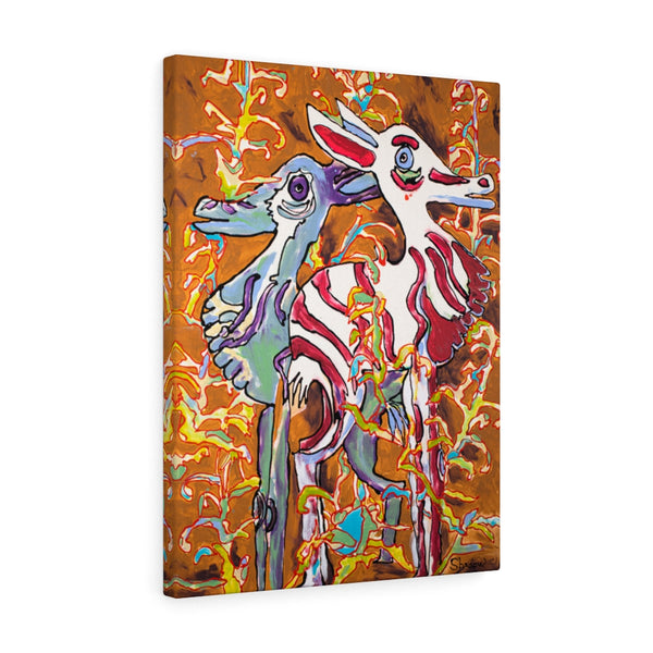 Print, Abstract Art, Folk Art, Painting, Canvas Print, Art Print, Canvas Gallery Wraps, "Gazing Gazelles"