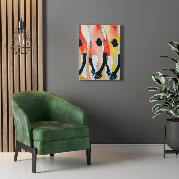 Print, Abstract Art, Folk Art, Painting, Canvas Print, Art Print, Canvas Gallery Wraps, "Migrant Workers"