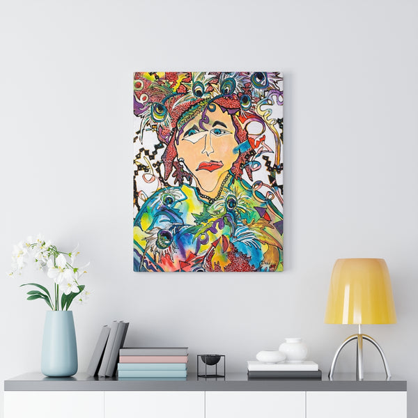 Print, Abstract Art, Folk Art, Painting, Canvas Print, Art Print, Canvas Gallery Wraps, "Peacock Pride"