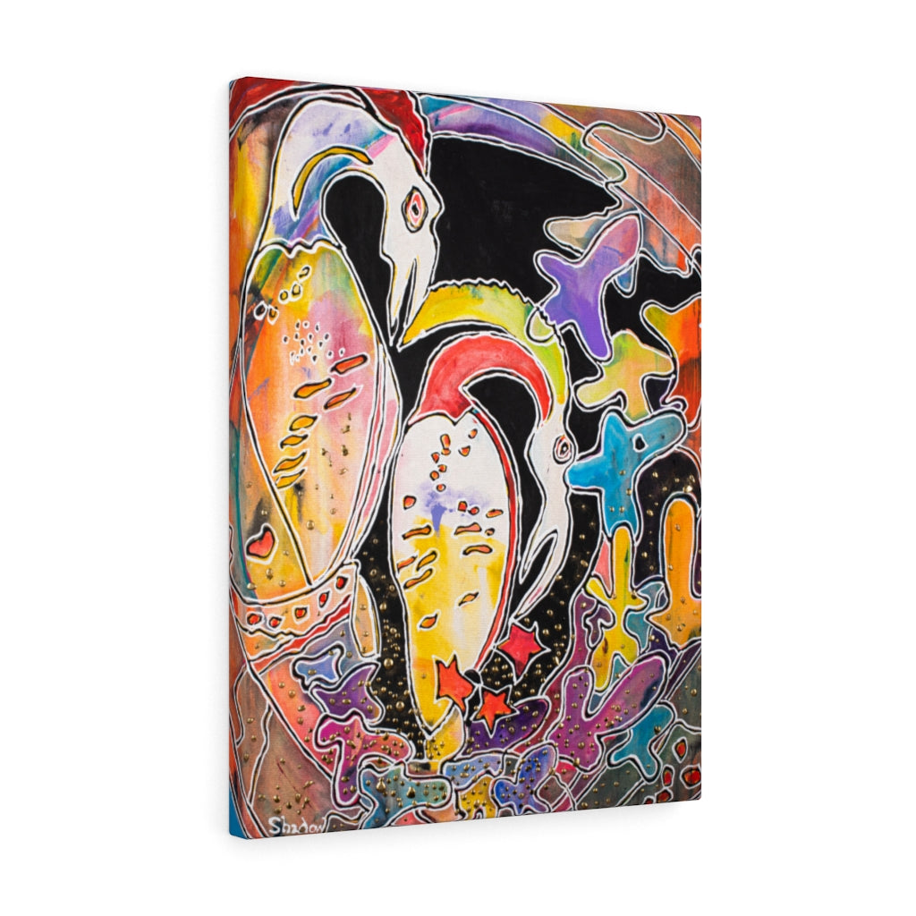 Canvas Gallery Wrap, Birds, Abstract Art, Folk Art